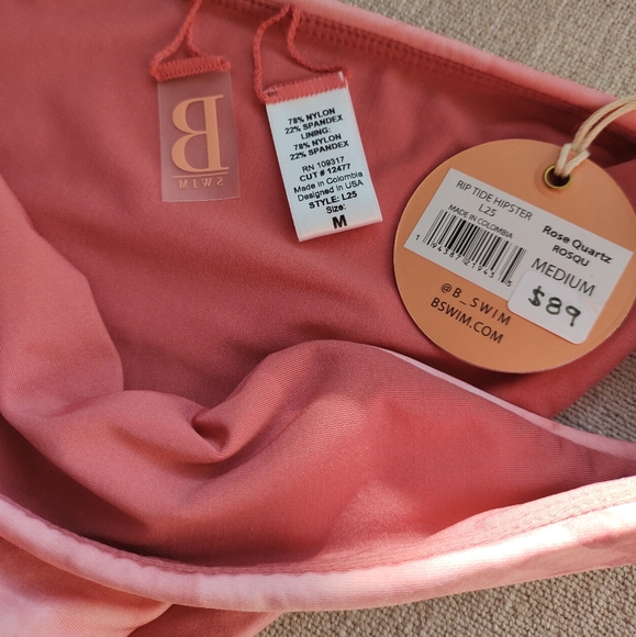 B SWIM | Rip Tide Hipster Bikini Bottom | Medium | Rose Quartz |Made in Columbia - Picture 8 of 10